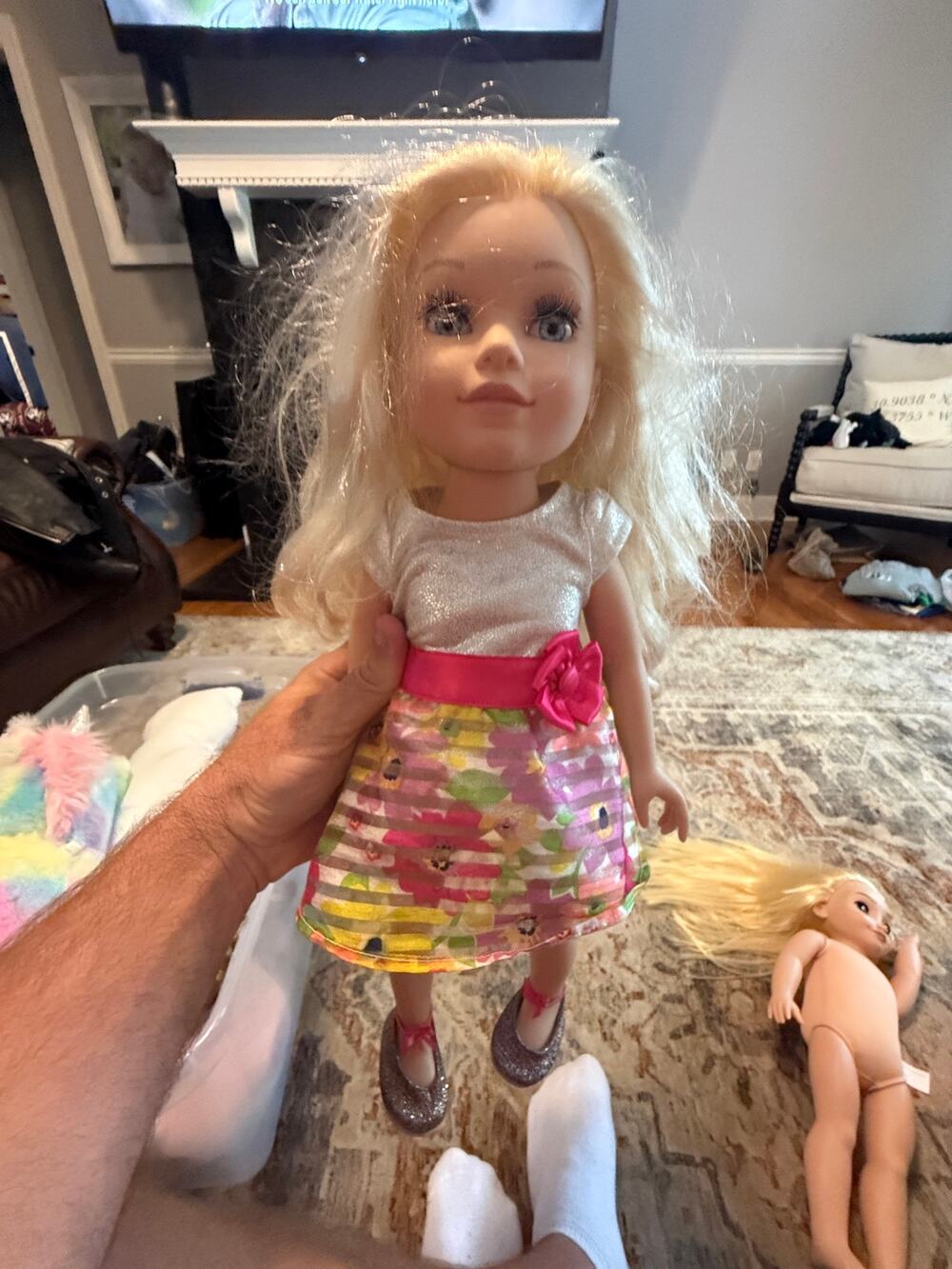 Journey Girls Blonde Doll 18” Just Play 2019 Floral Dress Shoes Blue Eyes